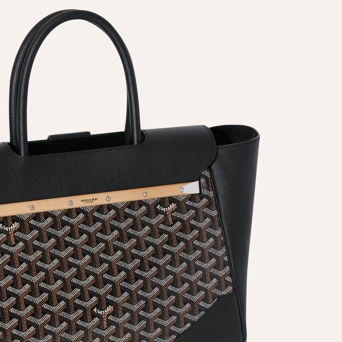 Goyard Saigon Tote Black Goyardine Canvas Palladium Hardware - Image 6